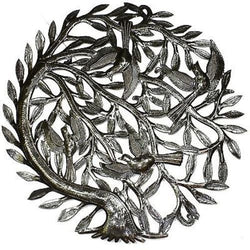 Tree of Life with Curved Trunk Metal Wall Art 24-inch Diameter Handmade and Fair Trade