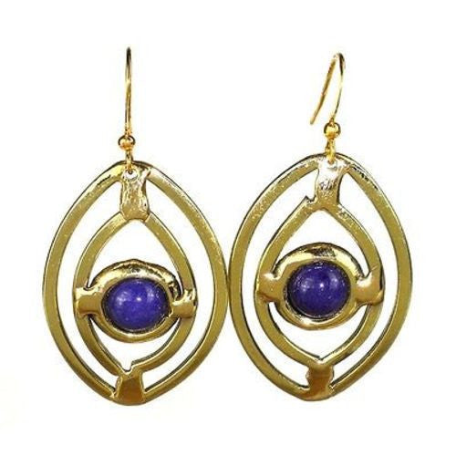 Purple Ellipse Brass Earrings Handmade and Fair Trade