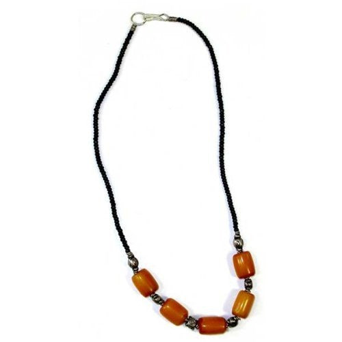 Kenyan Beaded Choker - Tan Amber - Kenya