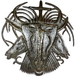 Haitian Metal Wall Art - Three Faced Goat - 001 Handmade and Fair Trade