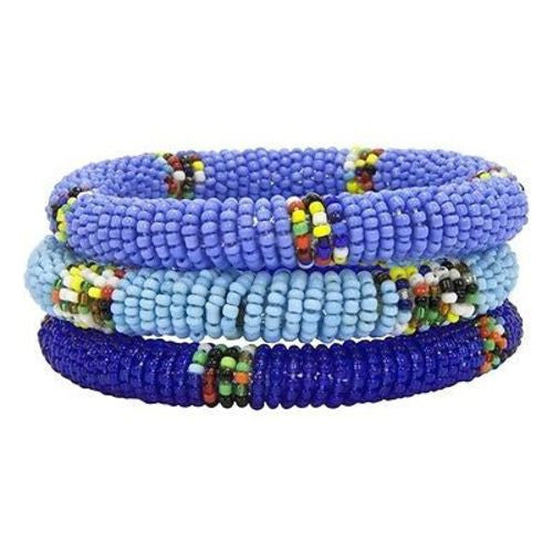 Maasai Bangles - Set of Three - Blues Handmade and Fair Trade