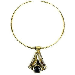 Reborn Blue Tiger Eye Brass Pendant Necklace Handmade and Fair Trade