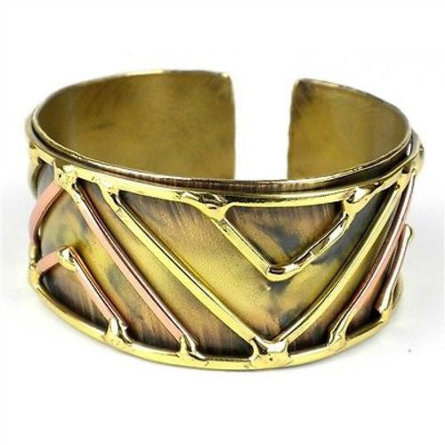 Brass on Brass Geometric Cuff Handmade and Fair Trade