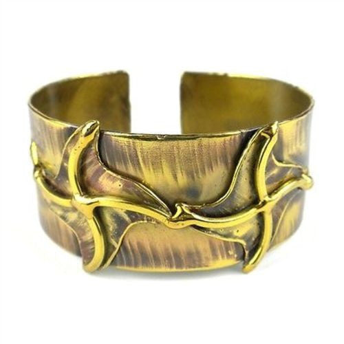 Brass Pinwheels Cuff Handmade and Fair Trade