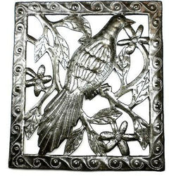 Single Bird Metal Wall Art - 11 by 12 Inches Handmade and Fair Trade