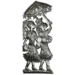 Two Girls with Umbrellas Metal Wall Art Handmade and Fair Trade