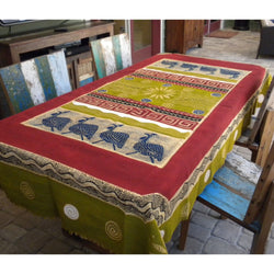 Hand Painted Table Cloth 92 inches by 56 inches Handmade and Fair Trade