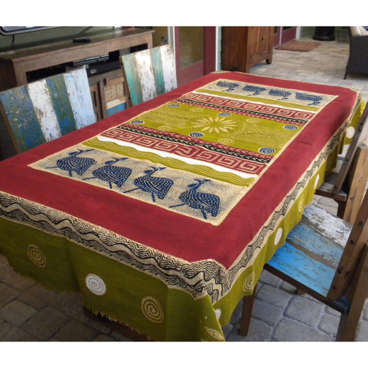 Hand Painted Table Cloth 92 inches by 56 inches Handmade and Fair Trade