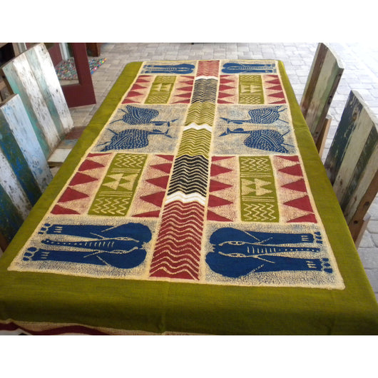 Hand Painted Table Cloth 92 inches by 56 inches Handmade and Fair Trade